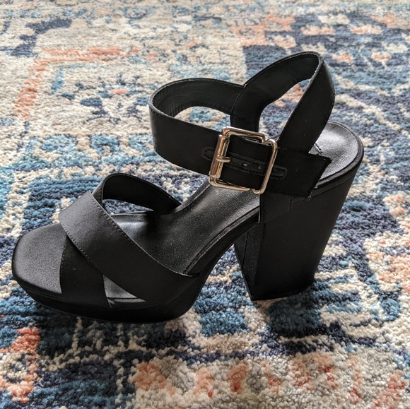 Marshalls Shoes Black Chunky Heels Poshmark
